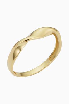 a gold wedding ring with curved edges