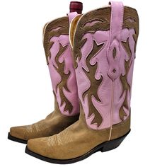 In great condition Old West 6.5 Brown Pink Leather Cowgirl Boot Boho Western Barbie Rodeo Coastal Western Barbie, Western Shoes, Leather Cowgirl Boots, Pink Cowgirl, Cowgirl Boot, Custom Boots, Cowboy Western Boots, Brown Outfit, Cowboy Western