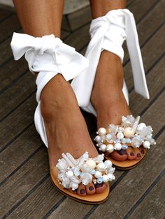 Women Flat Sandals, Beaded Ankle, Flower Sandals, Comfy Sandals, Handmade Sandals, Ankle Strap Flats, Sport Shoes Women, Open Toe Shoes, Flip Flop Shoes