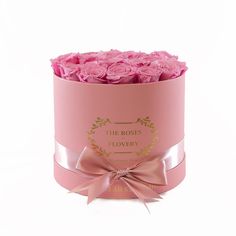 Medium Round Pink Box Pink Roses - Flovery Gift For Valentine, Preserved Roses, Preserved Flowers, Pink Box, Shabby Chic Wedding, Round Box, How To Preserve Flowers, Pink Roses, Roses