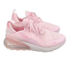 Nike Air Max 270 Women Size 8.5 Prism Pink Active Sport Running Rubber Shoes Designed For Everyday Wear Combines Standout Style With Comfort. A Woven And Synthetic Textile Upper Provides A Lightweight Fit And Airy Feel. The Foam Midsole Is Soft And Comfortable. A Flexible Interior And Bootie-Like Construction Provide A Personalized Fit. Rubber On The Outsole Adds Traction And Durability. Excellent Pre-Owned Condition Tags: Running, Active, Sports, Athletic, Athleisure, Training, Workout Pink Sport Shoes, Shoe List, Nike Air Max 270 Women, Air Max 270 Women, Nike 270, Xmas Wishlist, Track Shoes, Womens Training Shoes, Pink Nikes