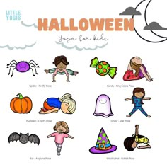 an image of children's halloween stickers on a white background with the words, little yotists