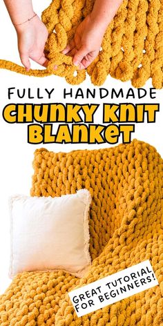 the chunk knit blanket pattern is easy to crochet for beginners