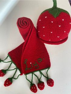 Baby strawberry hat. Made of 50% wool yarn. Custom name can be written. I knit with a skewer and ı'm embroidering on the knit. I do all my work with love and devotion for high quality. All items are lovingly handmade by me! My products do not feather. Vests can be machine washed at 30o C. Baby Strawberry Hat, Strawberry Scarf, Embroidered Baby Hat, Strawberry Hat, Baby Scarf, Red Baby, Hat Set, Scarf Hat, Baby Hat