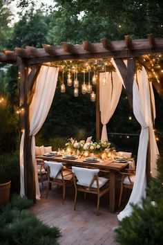 Backyard canopy lighting creating a dreamy, illuminated space for outdoor gatherings. Decorating A Pergola, Event Canopy, Canopy Lighting, Quiet Evening, Backyard Retreat, Canopy Lights