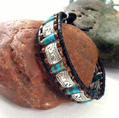 Men's Bracelet, Mens Turquoise bracelet, men's gifts, gifts for him, men's leather bracelet, men's b Luxury Southwestern Style Beads For Gift, Mens Leather Jewelry, Men's Gifts, Beaded Leather Bracelet, Bracelet Mens, Unique Gifts For Men, Southwestern Jewelry, Men's Bracelet, Mens Leather Bracelet