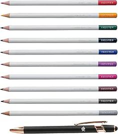 the different colored pencils are lined up in order to be used on their own