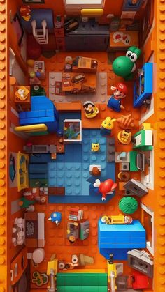 an overhead view of a toy house made out of legos