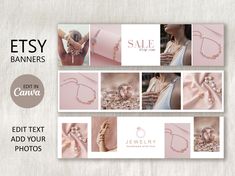 an advertisement for jewelry store with photos