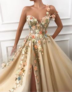 One Shoulder 3D Floral Prom Dress Split Tulle Evening Dress,WP069 Flower Prom Dress, Split Prom Dresses, One Shoulder Prom Dress, Floral Prom Dresses, 파티 드레스, Tulle Evening Dress, Graduation Dresses, Elegant Prom Dresses, Prom Dresses Sleeveless