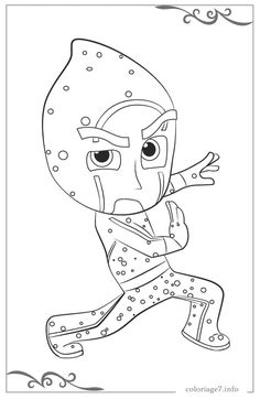 a coloring page with an image of a cartoon character in black and white, running