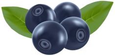 three blueberries with green leaves on top