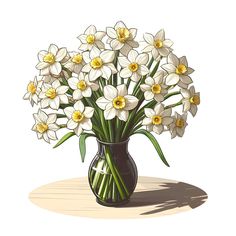 a vase filled with white flowers on top of a table