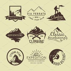 set of logos for climbing and camping