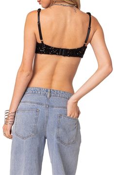 Date night is calling in this sultry bra top covered in lustrous sequins. Back hook-and-eye closure Scoop neck Adjustable straps 95% polyester, 5% spandex Hand wash, dry flat Imported Sequin Bra Top, Sequin Bra, Bra Top, Bra Tops, Date Night, Adjustable Straps, Scoop Neck, Sequin, Hand Wash