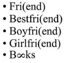 three different types of books with the words friend, bestfried, boyfriend and girlfriend