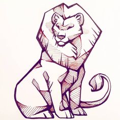 a drawing of a lion sitting down