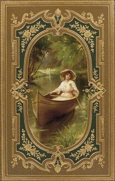 a painting of a woman in a boat