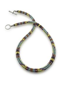 Mesa Trail Woven Necklace by Sheila Fernekes (Beaded Necklace) | Artful Home Beaded Necklace Tutorial, Loom Jewelry, Beaded Jewelry Necklaces, Diy Jewelry Necklace, Woven Necklace, Cord Jewelry, African Necklace, Beaded Jewels, Beaded Jewelry Tutorials