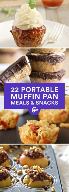 some cupcakes and muffins are shown with the words, 25 disposable meal & snack ideas