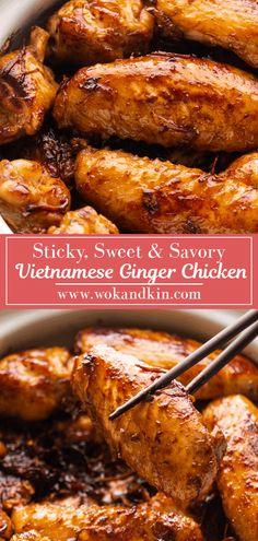 an image of chicken and sweet and savory vietnamese ginger chicken