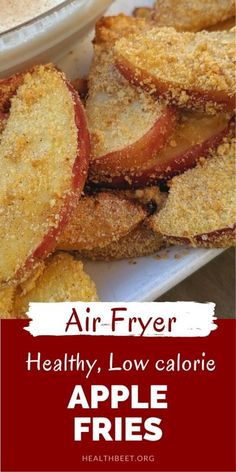 air fryer healthy, low calorie apple fries are the perfect side dish