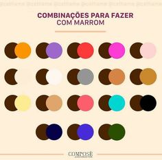 a poster with different colors on it that says combinacoss para fazer com marrom