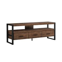 an image of a tv stand with two drawers and one shelf on the bottom side