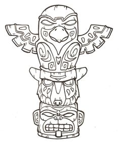 a drawing of a totema with an eagle on it's head and arms