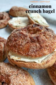 cinnamon crunch bagels with cream cheese on top