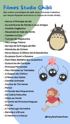 a poster with the words in spanish and english on it, including an image of a totoro