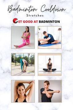 an advertisement for a yoga studio with images of people doing different poses and stretching exercises