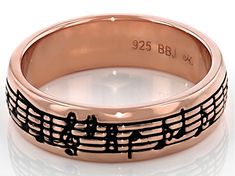 18k Rose Gold Over Sterling Silver Music Note Ring. Measures Approximately 0.84"L x 0.22"W. Not Sizeable. Enchanted Butterfly, Music Note Ring, Black Tiara, Celtic Heritage, Butterfly Ring, Broken Chain, Music Note, Don't Leave, Pearl Strands