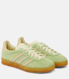 Gazelle suede sneakers in multicoloured - Adidas | Mytheresa Trendy Vintage Shoes, Colorful Adidas Shoes, Colorful Sneakers Outfit, Shoes For Any Outfit, Colored Adidas, Colored Sneakers, Adidas Gazelle Bold, Bright Shoes, Colorful Sneakers