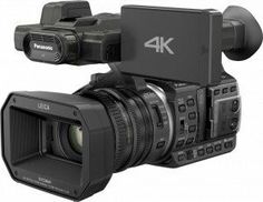 the 4k camcorder is attached to a camera