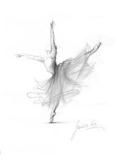 a pencil drawing of a ballerina in motion