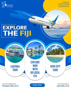 an advertisement for the fiji air travel company, which has been designed to look like it is