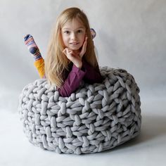 chunky knit pouffe Pouf Coffee Table, Knitted Ottoman, Knitted Pouffe, Knitted Pouf, Newborn Flower, Big Knits, Felt Flower Headband, Floor Pouf, Bee On Flower