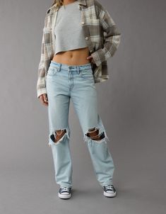 AE Strigid Ripped Low-Rise Ex-Boyfriend Jean Jeans Outfit For School, Boyfriend Jeans Outfit, Ripped Boyfriend Jeans, Jeans Ripped, Boyfriend Jean, 2024 Christmas, Ex Boyfriend, American Eagle Jeans, Cool Stuff