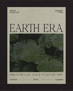 the front cover of earthera magazine, featuring green leaves and black text on it