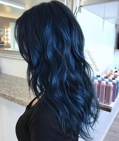 Blue Hair Dye, Midnight Blue Hair, Blue Black Hair Color, Navy Blue Hair, Blue Black Hair, Blue Ombre Hair, Dark Blue Hair, Hair Color Blue, Hair Images