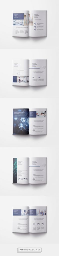 an image of the inside pages of a brochure, with different colors and shapes