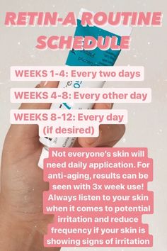 Retinol Schedule For Beginners, Retinol Schedule, Tretinoin Schedule, Retin A Routine, Retin A Before And After, 2024 Skincare, Skincare Obsession, Retin A, Acne Routine