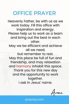 an image of a prayer with the words office prayer