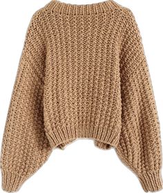 Brown Winter Cropped Crew Neck Sweater, Brown Crew Neck Cropped Winter Sweater, Brown Crew Neck Cropped Sweater For Winter, Chic Brown Cropped Long Sleeve Sweater, Cozy Brown Textured Knit Cropped Sweater, Fall Chunky Knit Sweater With Balloon Sleeves, Cozy Brown Chunky Knit Cropped Sweater, Cozy Brown Soft Knit Cropped Sweater, Cozy Brown Cropped Soft Knit Sweater