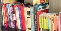 a book shelf filled with lots of books