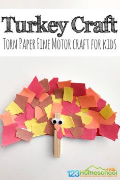 a turkey craft made out of paper and colored construction paper with the words turkey craft on it