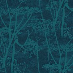 a blue and green wallpaper with flowers on it