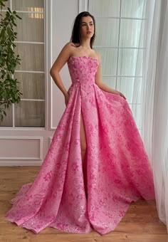 Formal Valentines Dress, Teared Prom Dress, Pink Debs Dresses, Pink Prom Dress And Date, Modern Bridgerton Dress, Ballgown Prom Dress Trendy, Barbie Princess Dresses, Rapunzel Inspired Prom Dress, Dark Pink Prom Dresses