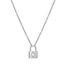 Padlocks in jewelry are a timeless symbol of love, commitment and our connections to one another. Celebrate love with this adorable, hand-crafted high polish padlock pendant necklace, highlighted with a stunning baguette diamond, hung from a 16-18" adjustable chain. Luxury Charm Necklace For Everyday, Elegant Lock Necklace For Anniversary, Luxury Charm Necklaces With Cable Chain, Elegant Everyday Necklaces With Lock Detail, Roblox Necklace T Shirt, Roblox Necklace, Cow Aesthetic, Hoodie Roblox, Diamond Centerpiece